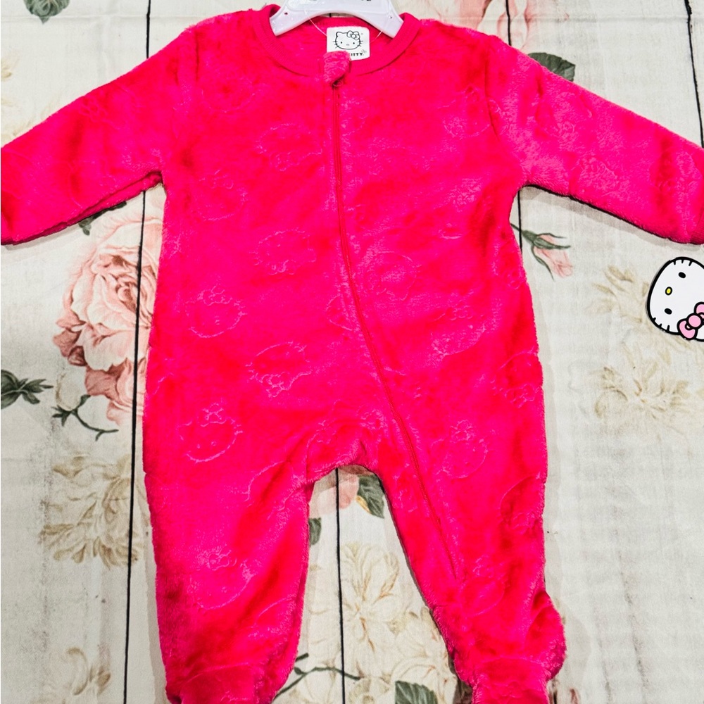 Hello Kitty Baby Clothes Long Sleeve Hot Pink Footie 6 Months New with Tags
